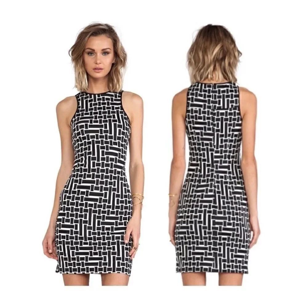tibi // patchwork square black and white dress size 6 NWT
